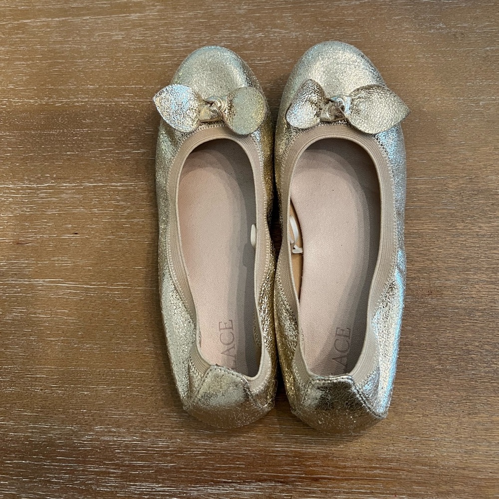 Girls Gold Ballet Flats